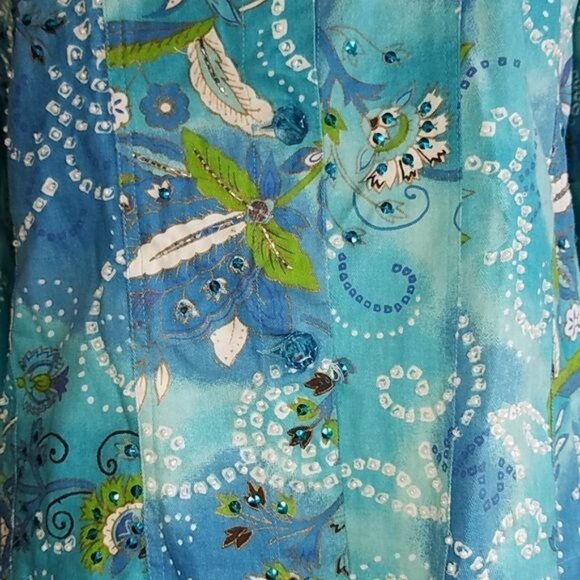 VINTAGE Keren Hart Jacket Coat Floral Blue Top Blouse Shirt Women's WOMAN'S - Picture 7 of 11